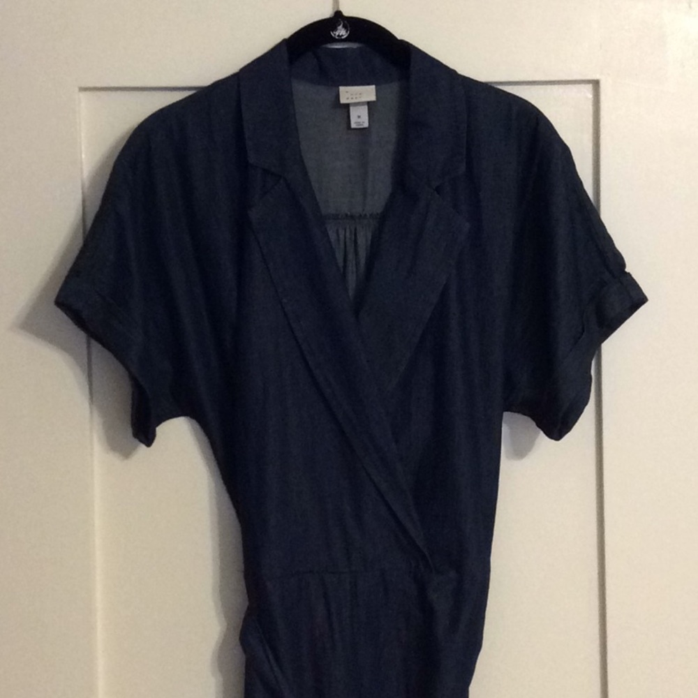 NWOT Short sleeve collared denim jumpsuit